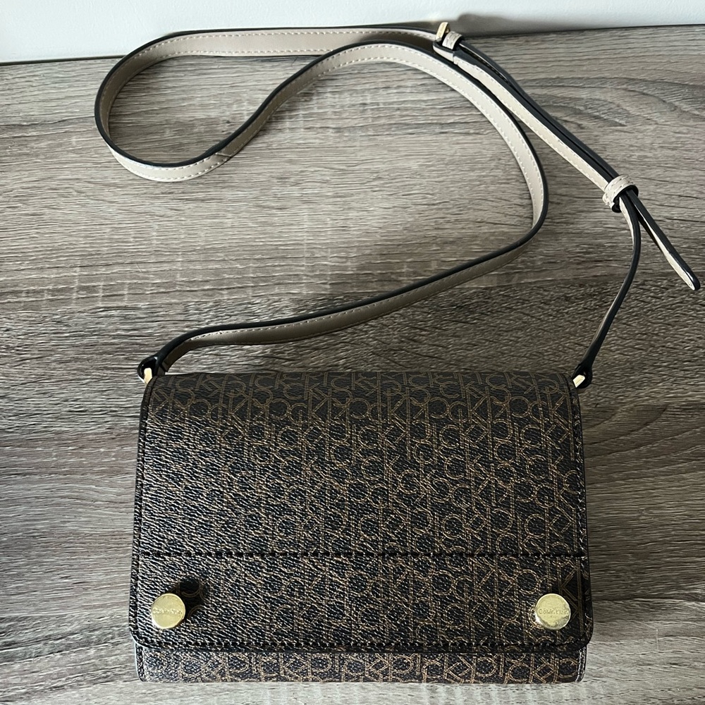 Calvin Klein Monogram Brown Crossbody Bag